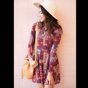 Ornate Print Swing Dress